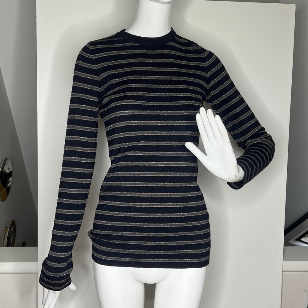 Brunello Cucinelli Sz L Virgin Wool Cashmere Long Sleeve T-Shirt Fitted Sweater